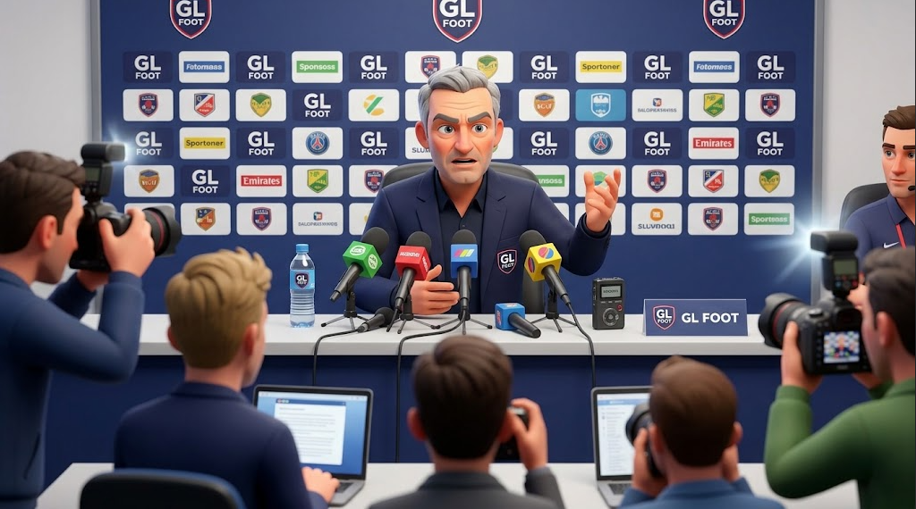 Técnico respondendo a jornalistas em coletiva de imprensa